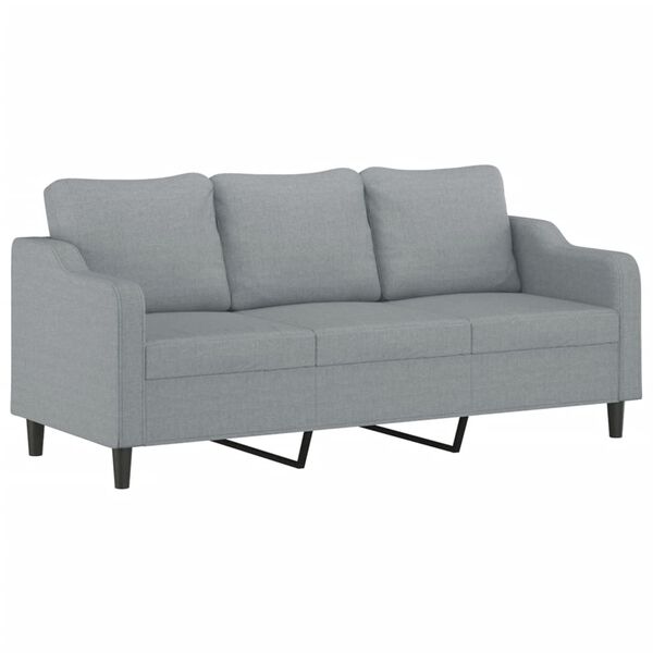 vidaXL 3-osobowa sofa z poduszkami, jasnoszara, 180 cm, tkanina
