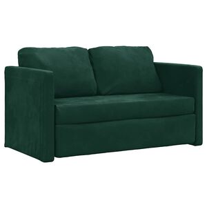 vidaXL Sofa podłogowa 2-w-1, ciemnozielona, 122x204x55 cm, aksamit
