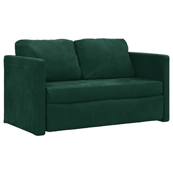 vidaXL Sofa podłogowa 2-w-1, ciemnozielona, 122x204x55 cm, aksamit