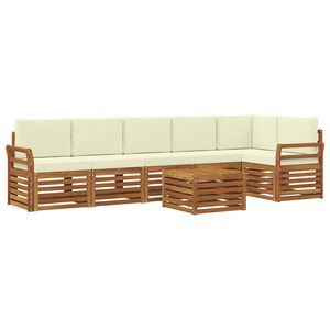 vidaXL Zestaw sofy narożnej z poduszką 7 pcs Naturalny i Kremowy