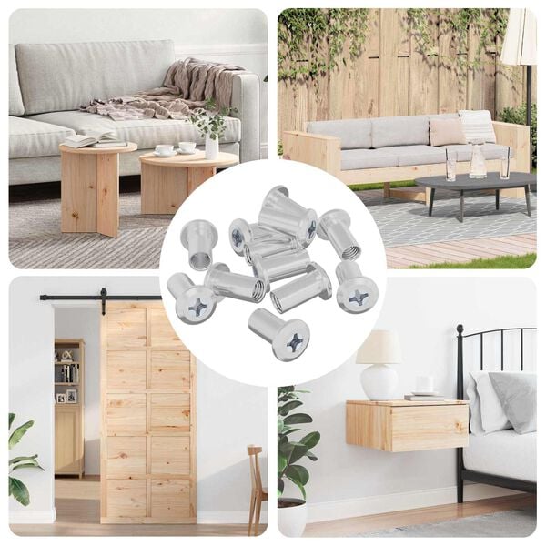 vidaXL Nakretka Zamkowa 12 pcs Nikiel M6 x 15 mm Stal