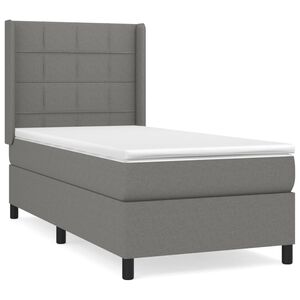vidaXL Ł&oacute;żko kontynentalne z materacem, ciemnoszara tkanina 80x200 cm