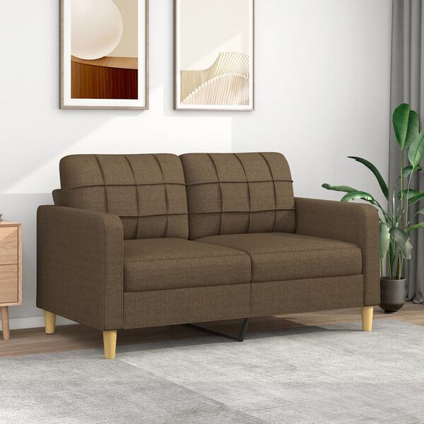 vidaXL Sofa 2-osobowa, brązowa, 140 cm, tapicerowana tkaniną