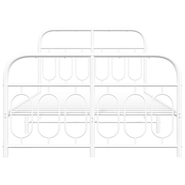 vidaXL Metalowa rama łóżka z wezgłowiem i zanóżkiem, biała, 120x200 cm