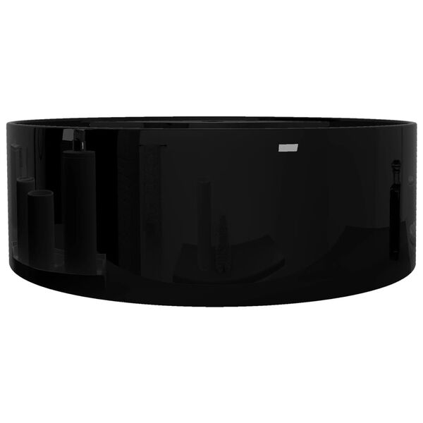 vidaXL Okrągła umywalka z otworem przelewowym i na kran, czarna