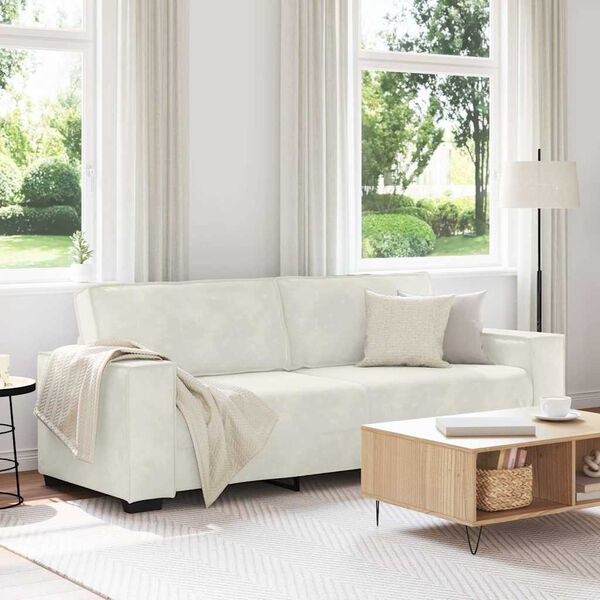 vidaXL Sofa 3-osobowa, kremowy, 220x78x84 cm, tapicerowana aksamitem
