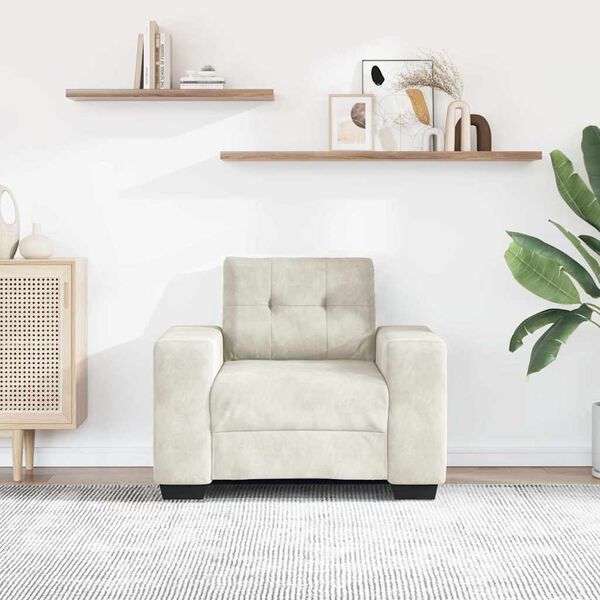 vidaXL Sofa Fotel Kremowy 100x78x80 cm Aksamit