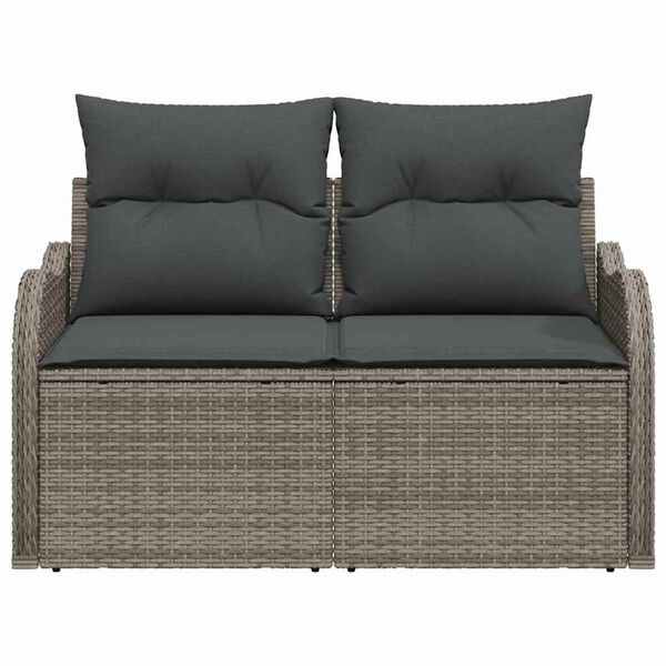 vidaXL Sofa Ogrodowa z poduszką Szary 121 x 62 x 69cm polirattan