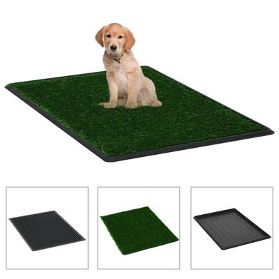 vidaXL Toaleta dla zwierząt z tacą i sztuczną trawą, zieleń, 76x51x3cm