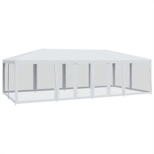 vidaXL Namiot imprezowy z 12 ścianami z siatki, biały, 8x4 m, HDPE