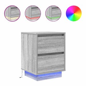 vidaXL Szafka nocna z oświetleniem LED, szary dąb sonoma, 38x34x50 cm