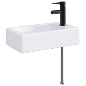 vidaXL Umywalka z kranem i odpływem Matowy czarny 45,5 x 25,5 x 13 cm