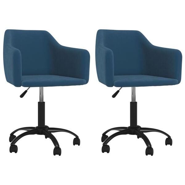 vidaXL Obrotowe krzesła stołowe, 2 szt., niebieskie, aksamitne