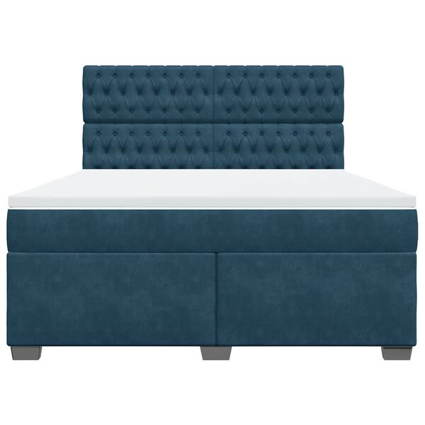 vidaXL Ł&oacute;żko kontynentalne z materacem, niebieskie, 180x200cm, aksamit