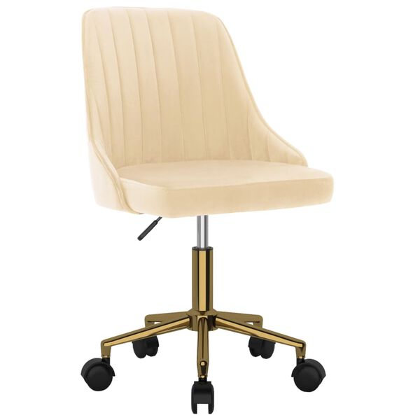 vidaXL Obrotowe krzesło stołowe, kremowe, obite aksamitem