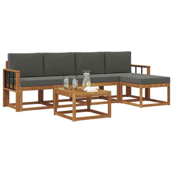 vidaXL Zestaw sof na zewnątrz z poduszką 6 pcs Naturalny i Antracytowy