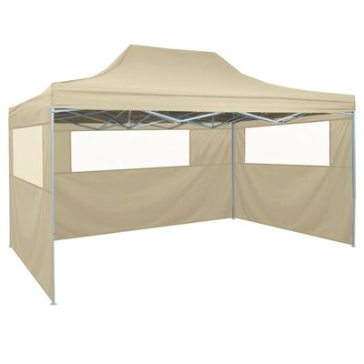 vidaXL Rozkładany namiot z 3 ściankami, 3 x 4,5 m, kremowy