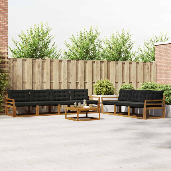 vidaXL Zestaw sof na zewnątrz z poduszką 8 pcs Naturalny i czarny