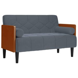 vidaXL Sofa dwuosobowa z poduszkami wałkowymi Ciemnoszara 110 cm