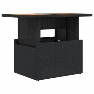 vidaXL St&oacute;ł ogrodowy, czarny, 100x55x73 cm, polirattan i akacja