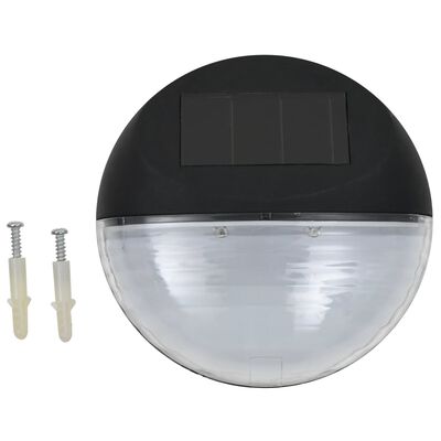 vidaXL Ścienne lampy solarne LED na zewnątrz, 12 szt, okrągłe, czarne