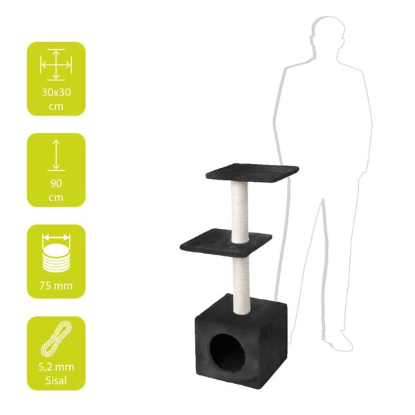 Ebi Klasyczne drzewko dla kota Palazzo, 30x30x90 cm, czarne