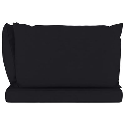 vidaXL Ogrodowa sofa 2-os. z palet, z czarnymi poduszkami, sosna