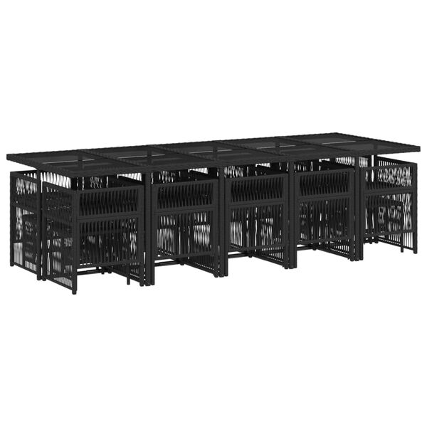 vidaXL 15-cz. zestaw mebli ogrodowych z poduszkami, czarny, rattan PE