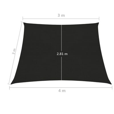 vidaXL Żagiel przeciwsłoneczny, 160 g/m², czarny, 3/4x3 m, HDPE