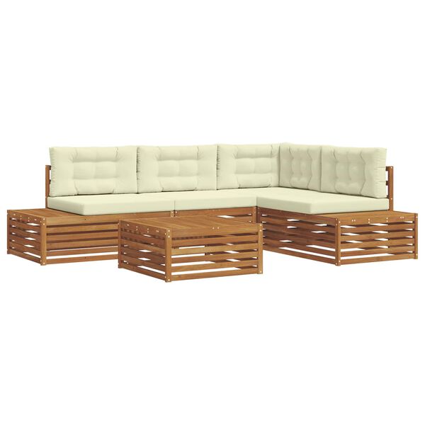 vidaXL Zestaw sof na zewnątrz z poduszką 5 Sztuka Naturalny i Kremowy