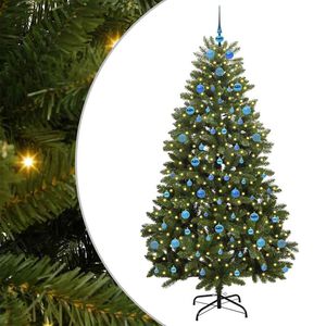 vidaXL Sztuczna choinka 210 cm 300 LED Ciepła biel PVC i stal zielony