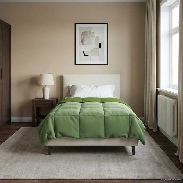 vidaXL Zimowa Kołdra Kwiłtowany Zielony 135 x 200 cm Mikrofibra