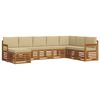 vidaXL Zestawy sof 8 pcs Naturalny i Beżowy Lite Drewno Akacji