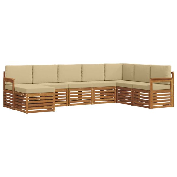 vidaXL Zestawy sof 8 pcs Naturalny i Beżowy Lite Drewno Akacji