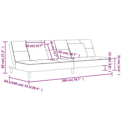 vidaXL 2-osobowa kanapa, 2 poduszki, różowa, aksamitna