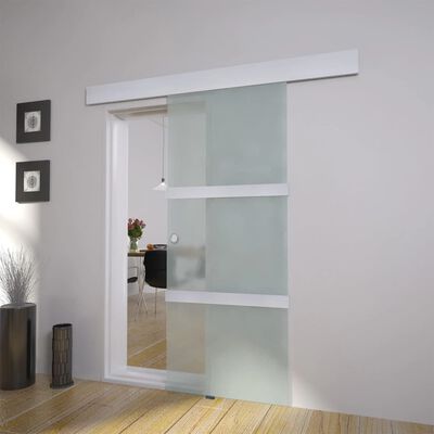 vidaXL Drzwi przesuwne, szkło i aluminium, 178 cm, srebrne