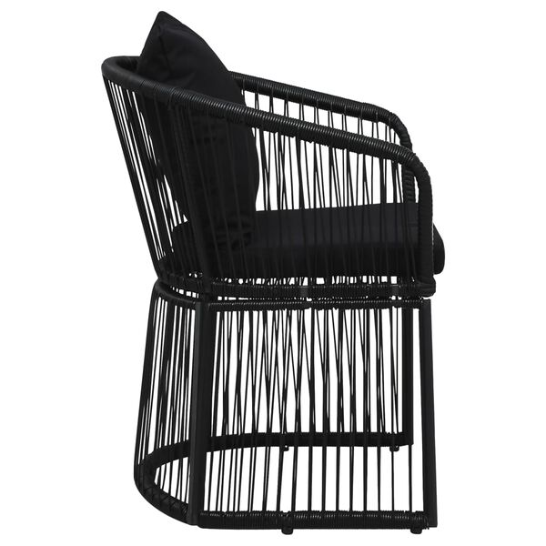 vidaXL Krzesła ogrodowe z poduszkami, 2 szt., rattan PVC, czarne