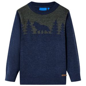 Sweter dziecięcy z dzianiny, granatowy, 92