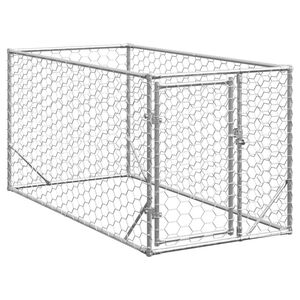 vidaXL Buda dla psa na zewnątrz z drzwiami 2x1x1 m, ocynkowana stal