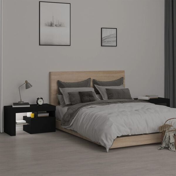 vidaXL Szafki z oświetleniem LED, 2 szt., czarne, 70x36,5x40 cm