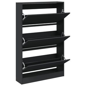 vidaXL Szafka na buty, czarna, 80x21x125,5 cm, materiał drewnopochodny