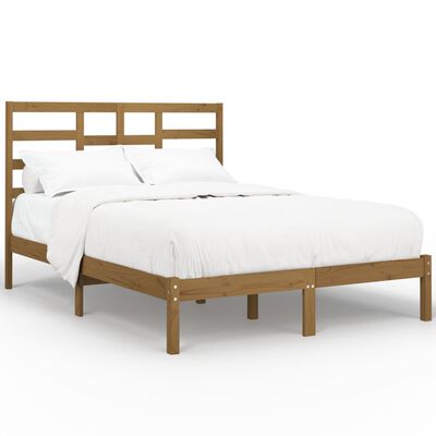vidaXL Rama łóżka, miodowy brąz, lite drewno, 140x190 cm
