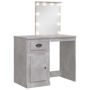 vidaXL Toaletka z lampkami LED, szarość betonu, 90x42x132,5 cm