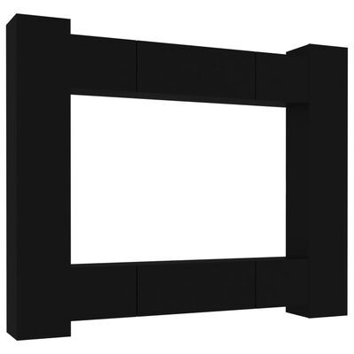 vidaXL 8-częściowy zestaw szafek telewizyjnych, czarny