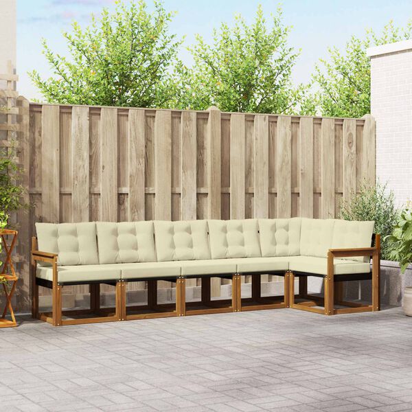 vidaXL Zestaw sof na zewnątrz z poduszką 6 pcs Naturalny i Kremowy