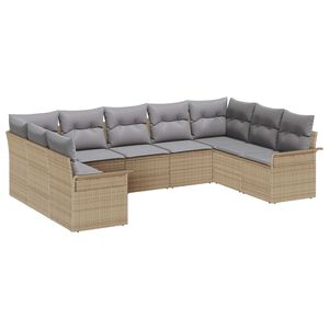 vidaXL Zestaw Sof na Ogr&oacute;d z przechowywaniem 9 pcs Beżowy polirattan