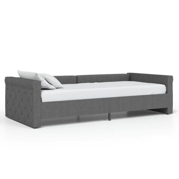 vidaXL Rama ł&oacute;żka, USB, ciemnoszara, obita tkaniną, 90x200 cm