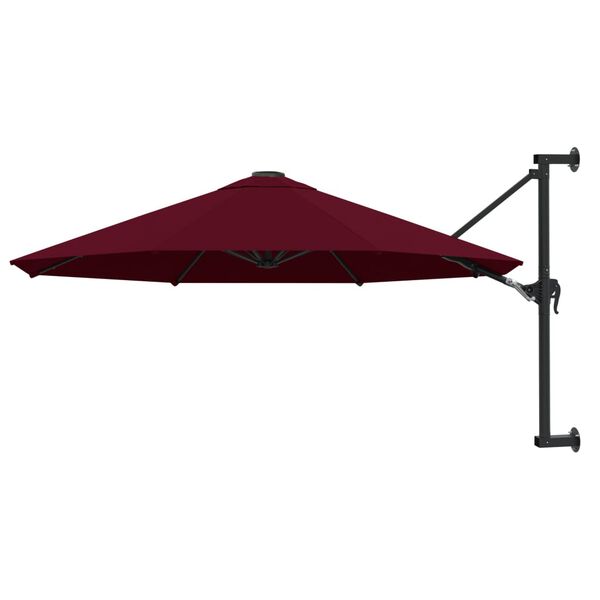 vidaXL Parasol ścienny na metalowym słupku, 300 cm, burgund