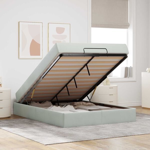 vidaXL Rama ł&oacute;żka z materacem z materacem 2 pcs Jasnoszary Aksamit