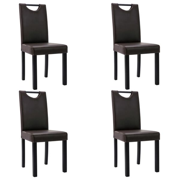 vidaXL Krzesła stołowe, 4 szt., brązowe, obite sztuczną sk&oacute;rą